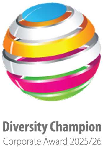 Diversity Champion Corporate Award 2025/26 – a colorful globe symbolizing diversity and inclusion