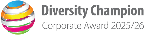 Diversity Champion Corporate Award 2025/26 – a colorful globe symbolizing diversity and inclusion